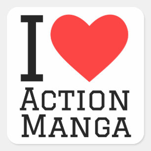 Sticker Carré J'aime l'action manga