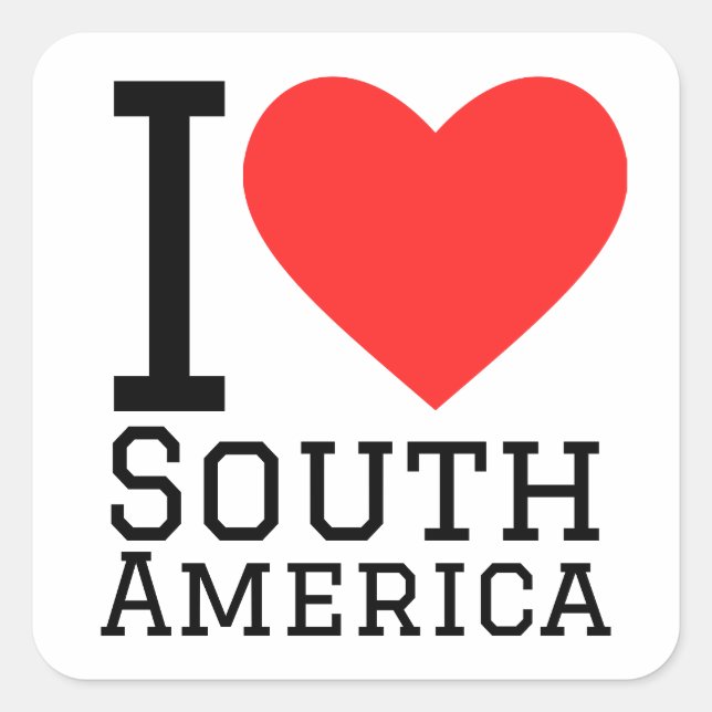 Sticker Carré J'aime l'Amérique du Sud (Devant)