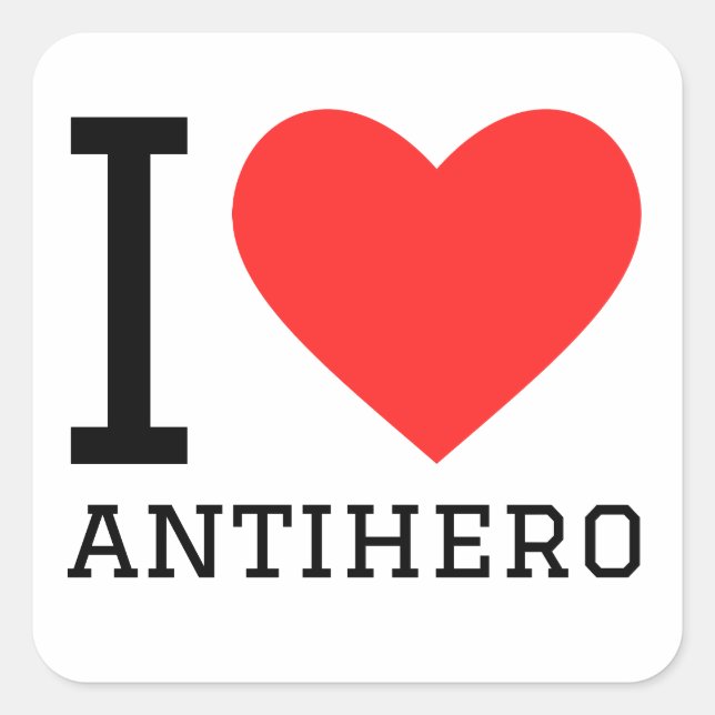 Sticker Carré J'aime l'antihéros (Devant)