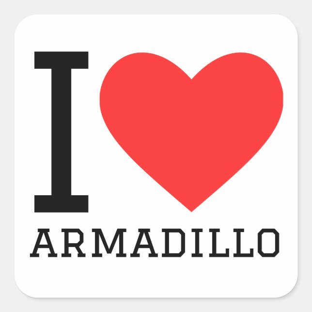 Sticker Carré J'aime l'armadillo (Devant)