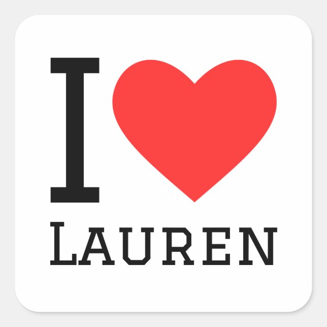 Sticker Carré J'aime Lauren (Devant)