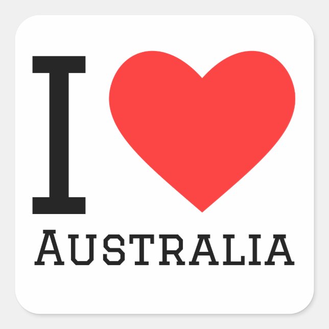 Sticker Carré J'aime l'Australie (Devant)