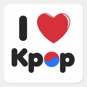 Sticker Carré J'aime l'autocollant carré de kpop