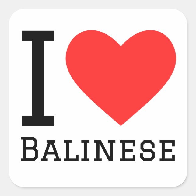 Sticker Carré J'aime le balinais (Devant)