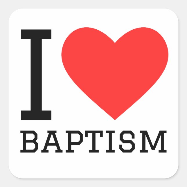 Sticker Carré J'aime le baptême (Devant)