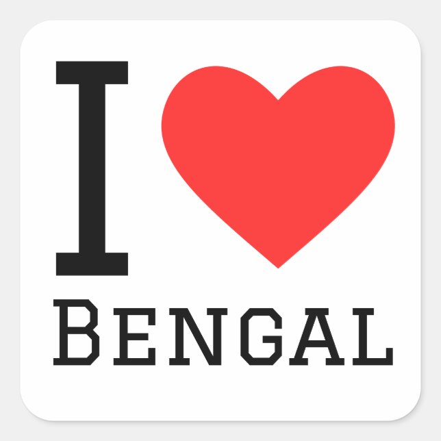 Sticker Carré J'aime le bengale (Devant)