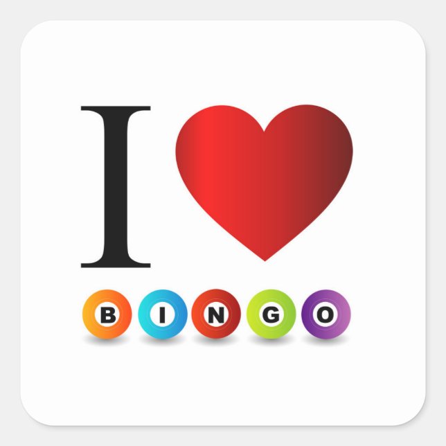 Sticker Carré J'aime le bingo (Devant)