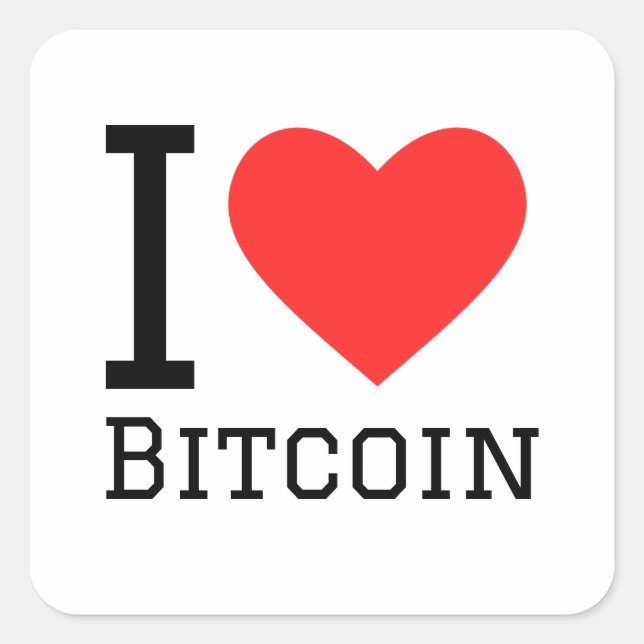 Sticker Carré J'aime le bitcoin (Devant)