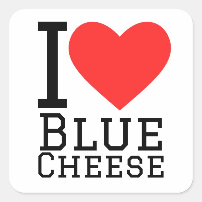Sticker Carré J'aime le bleu du fromage (Devant)