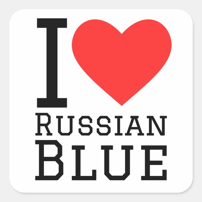 Sticker Carré J'aime le bleu russe (Devant)