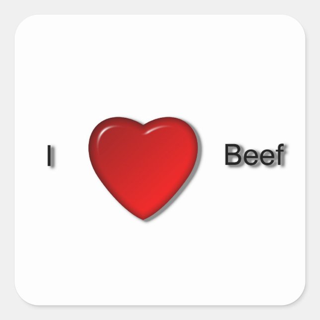 Sticker Carré J'aime le boeuf (Devant)