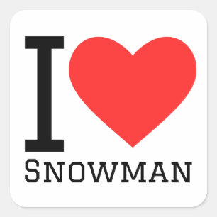 Sticker Carré J'aime le bonhomme de neige