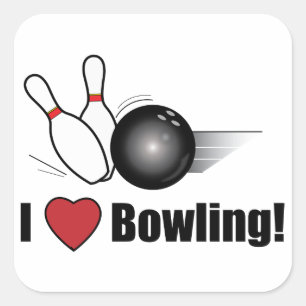 Sticker Carré J'Aime Le Bowling !