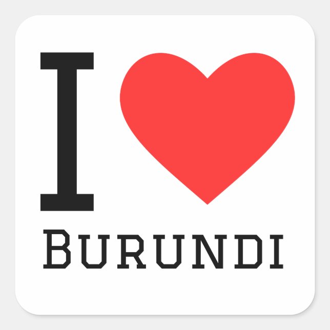 Sticker Carré J'aime le burundi (Devant)