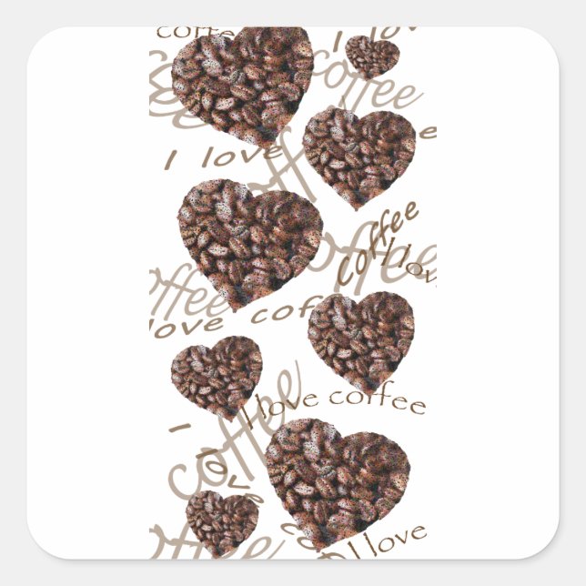 Sticker Carré J'Aime Le Café ! ! (Devant)