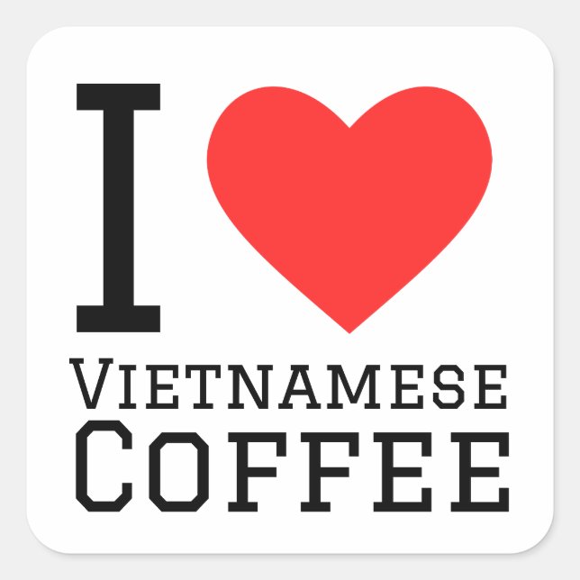 Sticker Carré J'aime le café vietnamien (Devant)