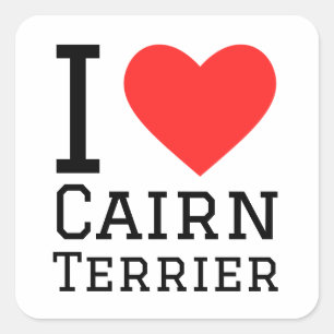 Sticker Carré J'aime le cairn terrier