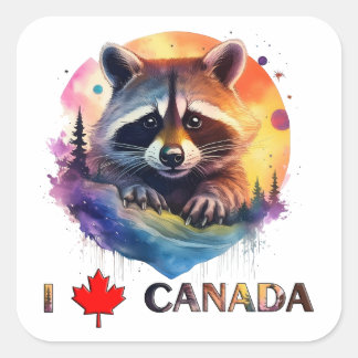 Sticker Carré J'aime le Canada