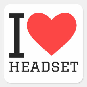 Sticker Carré J'aime le casque