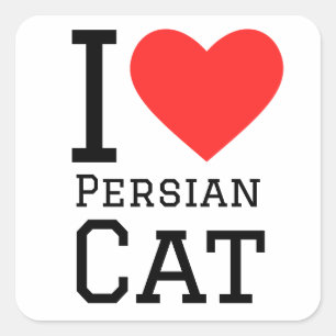 Sticker Carré J'aime le chat perse