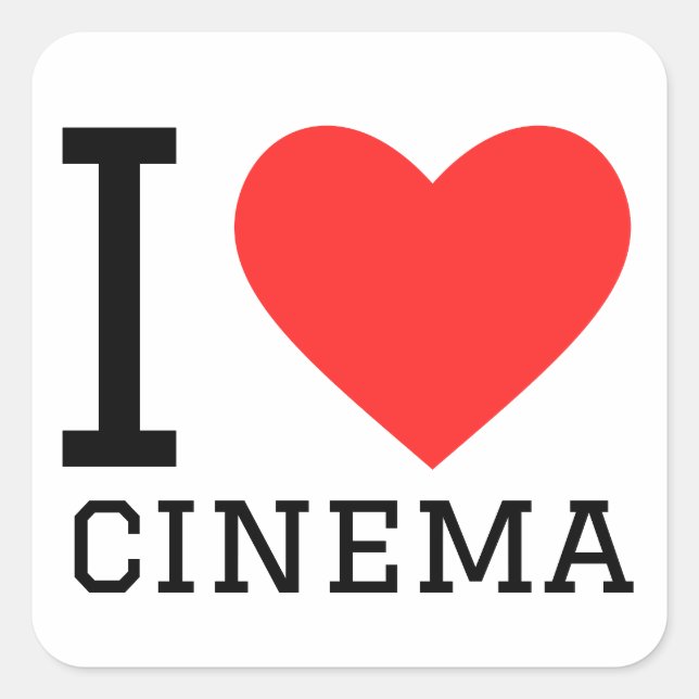 Sticker Carré J'aime le cinéma (Devant)