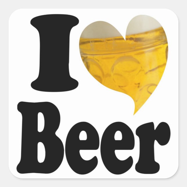 Sticker Carré J'aime le cœur de bière (Devant)