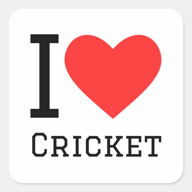 Sticker Carré J'aime le cricket (Devant)