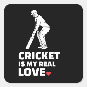 Sticker Carré J'aime le cricket Design élégant de la silhouette 
