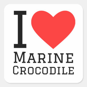 Sticker Carré J'aime le crocodile marin