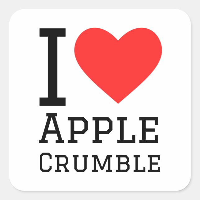 Sticker Carré J'aime le crumble aux pommes (Devant)