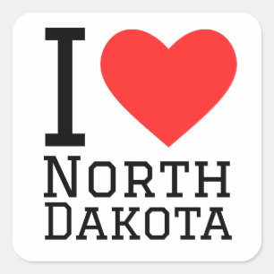Sticker Carré J'aime le Dakota du Nord