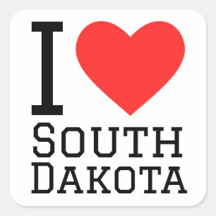 Sticker Carré J'aime le Dakota du Sud