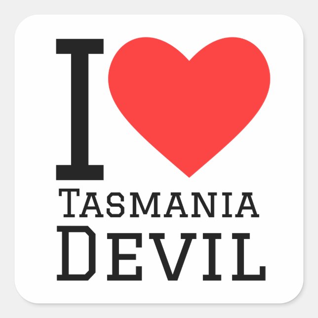 Sticker Carré J'aime le diable de Tasmanie (Devant)