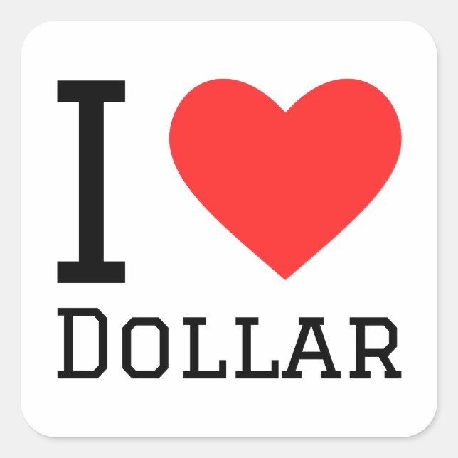 Sticker Carré J'aime le dollar (Devant)