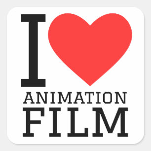 Sticker Carré J'aime le film d'animation