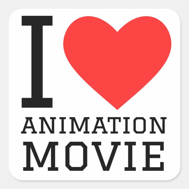 Sticker Carré J'aime le film d'animation (Devant)