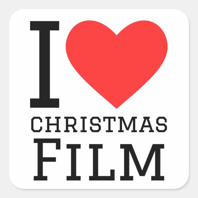 Sticker Carré J'aime le film de Noël (Devant)