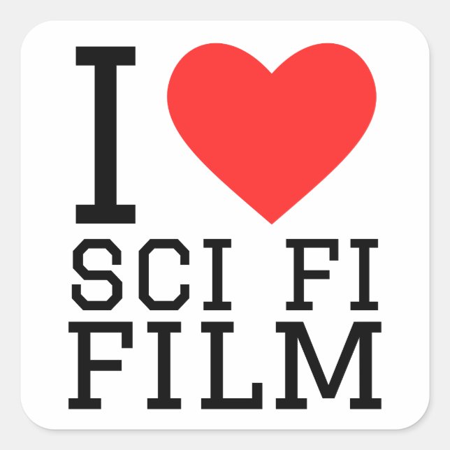 Sticker Carré J'aime le film de science fi (Devant)