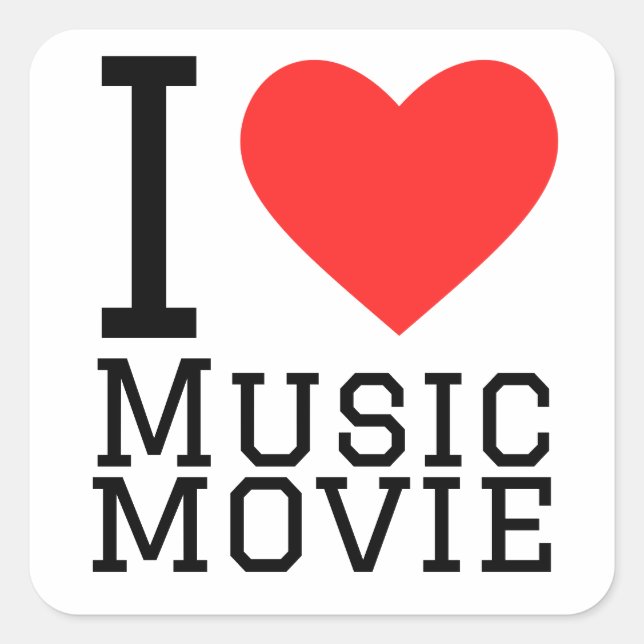 Sticker Carré J'aime le film musical (Devant)