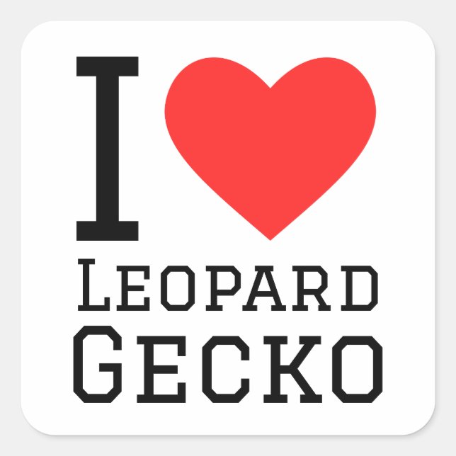 Sticker Carré J'aime le gecko léopard (Devant)