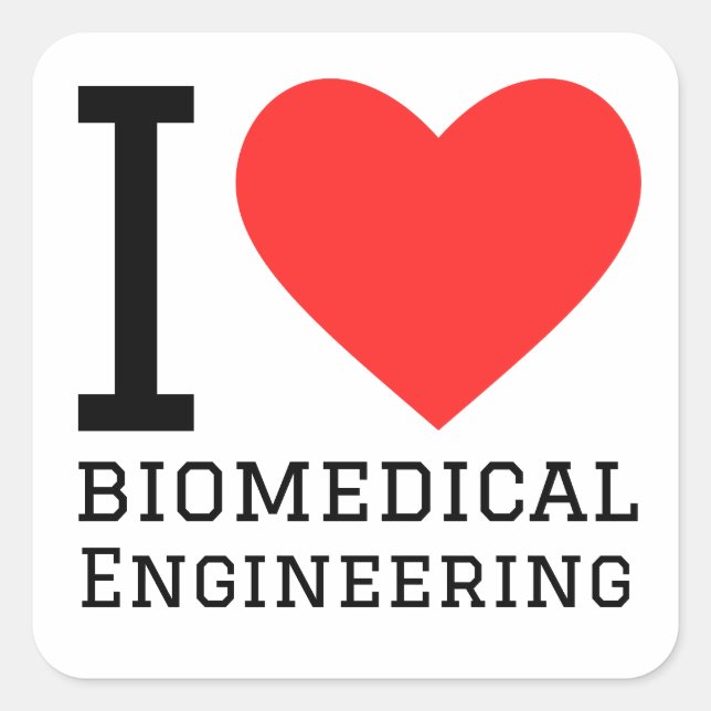 Sticker Carré J'aime le génie biomédical (Devant)