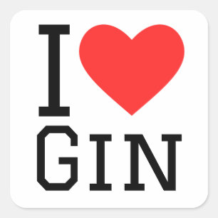 Sticker Carré J'aime le gin