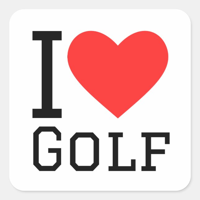 Sticker Carré J'aime le golf (Devant)
