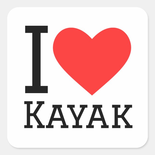 Sticker Carré J'aime le kayak (Devant)
