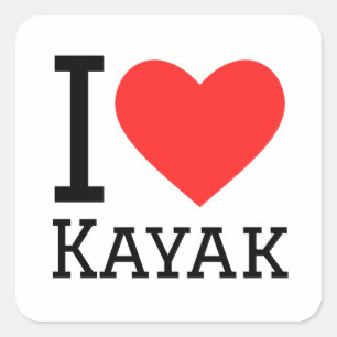 Sticker Carré J'aime le kayak