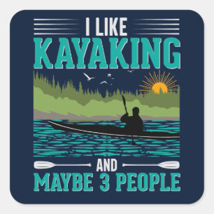 Sticker Carré J'Aime Le Kayak Plus Que Les Gens