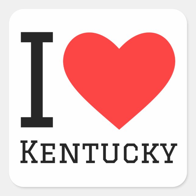 Sticker Carré J'aime le kentucky (Devant)