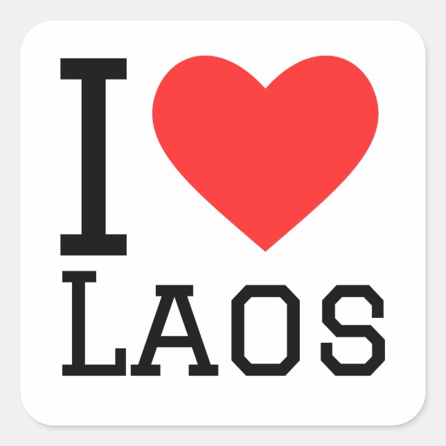 Sticker Carré J'aime le Laos (Devant)