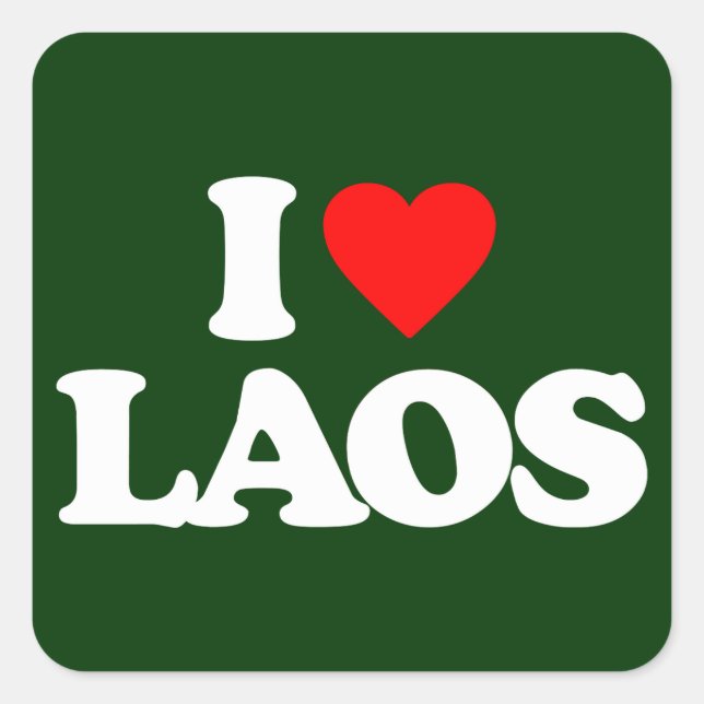 STICKER CARRÉ J'AIME LE LAOS (Devant)