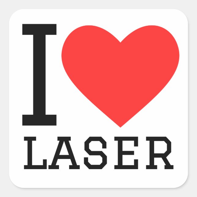 Sticker Carré J'aime le laser (Devant)